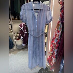 Cloth & Stone Blue Striped Midi Dress